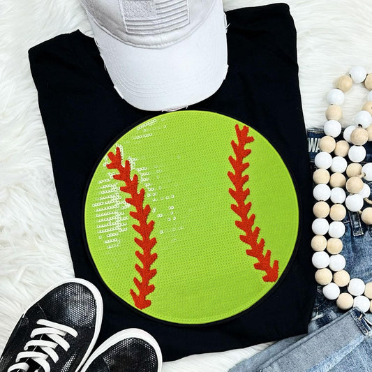 Sequin Softball Chenille Patch Everyday Tee