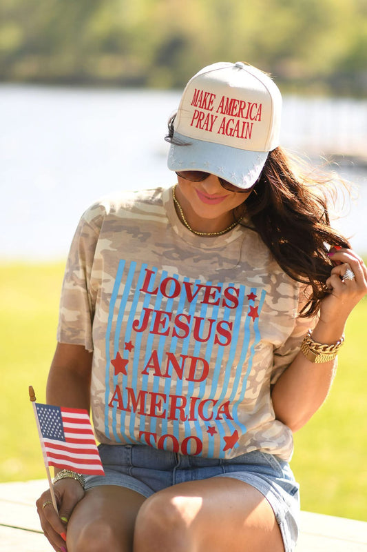 Loves Jesus And America Too Camo Tee