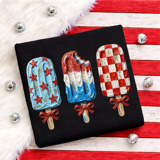 Faux Painted Patriotic Popsicles Tee