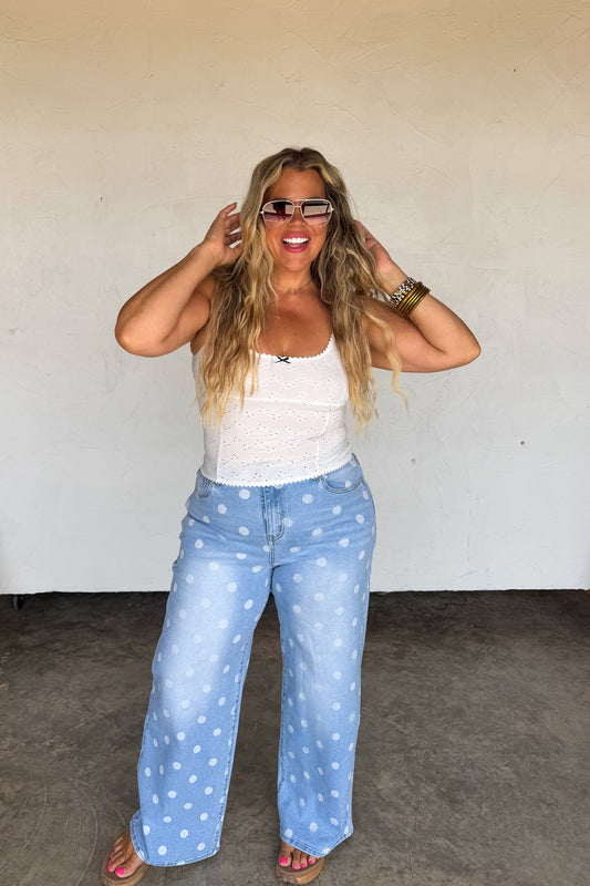 PREORDER- SPOT ON POLKA DOT JEANS