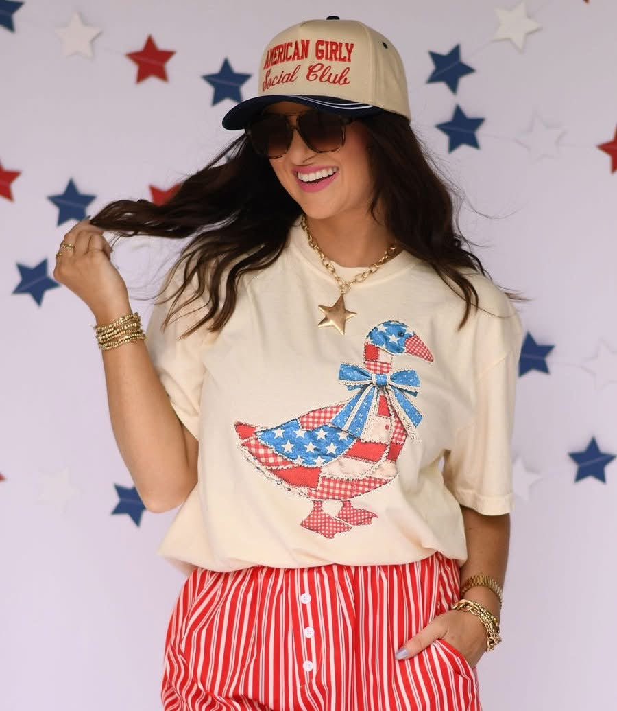Patriotic Patchwork Goose Tee/Tank