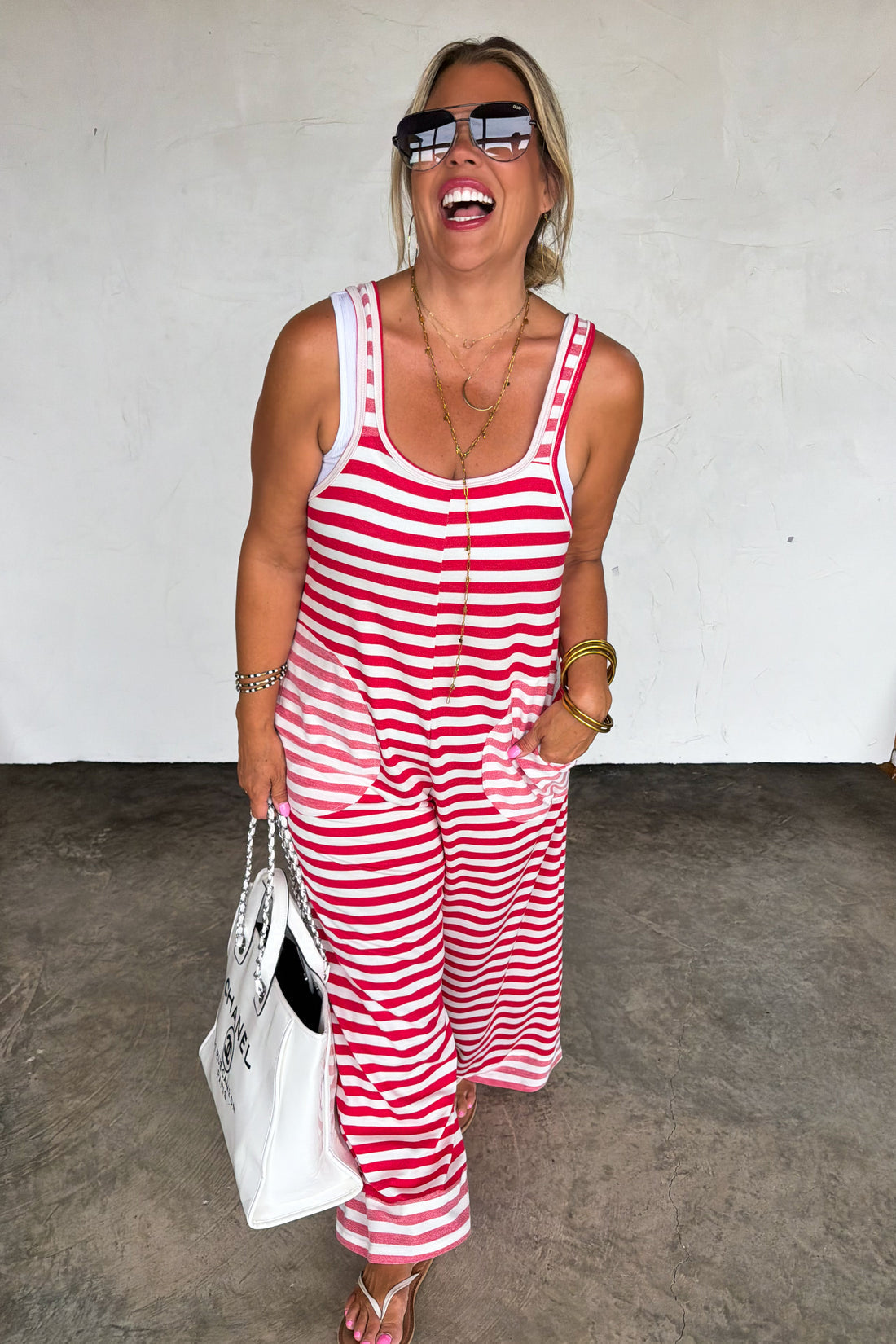 PREORDER- RICKI STRIPE TERRY ROMPER