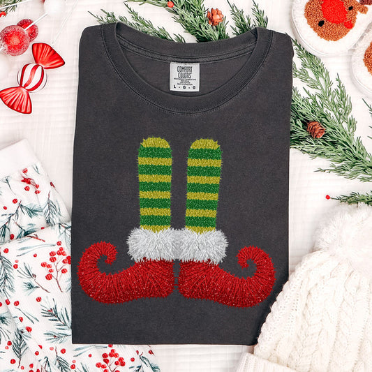 Faux Yarn Christmas Elf Shoes Tee