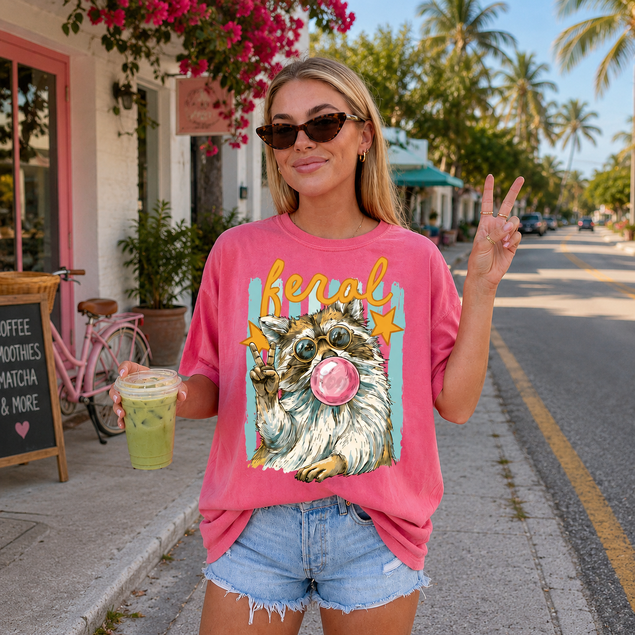 Feral Retro Raccoon Tee