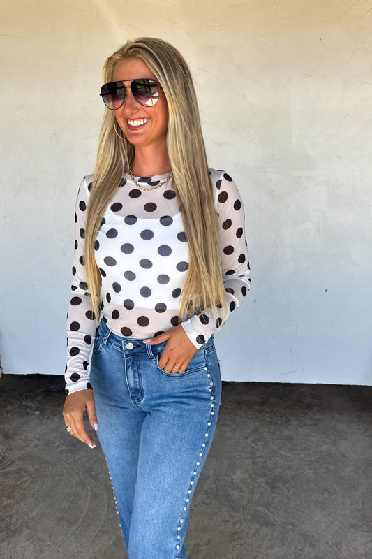 Dress It Up Mesh Top | Sheer Long Sleeve Layering Top