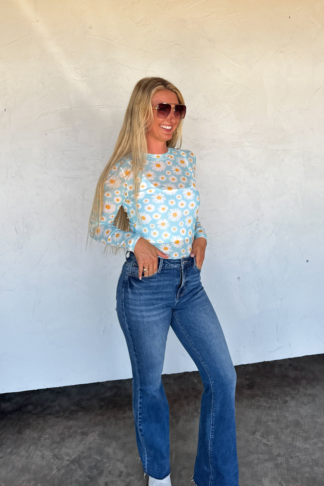 Dress It Up Mesh Top | Sheer Long Sleeve Layering Top