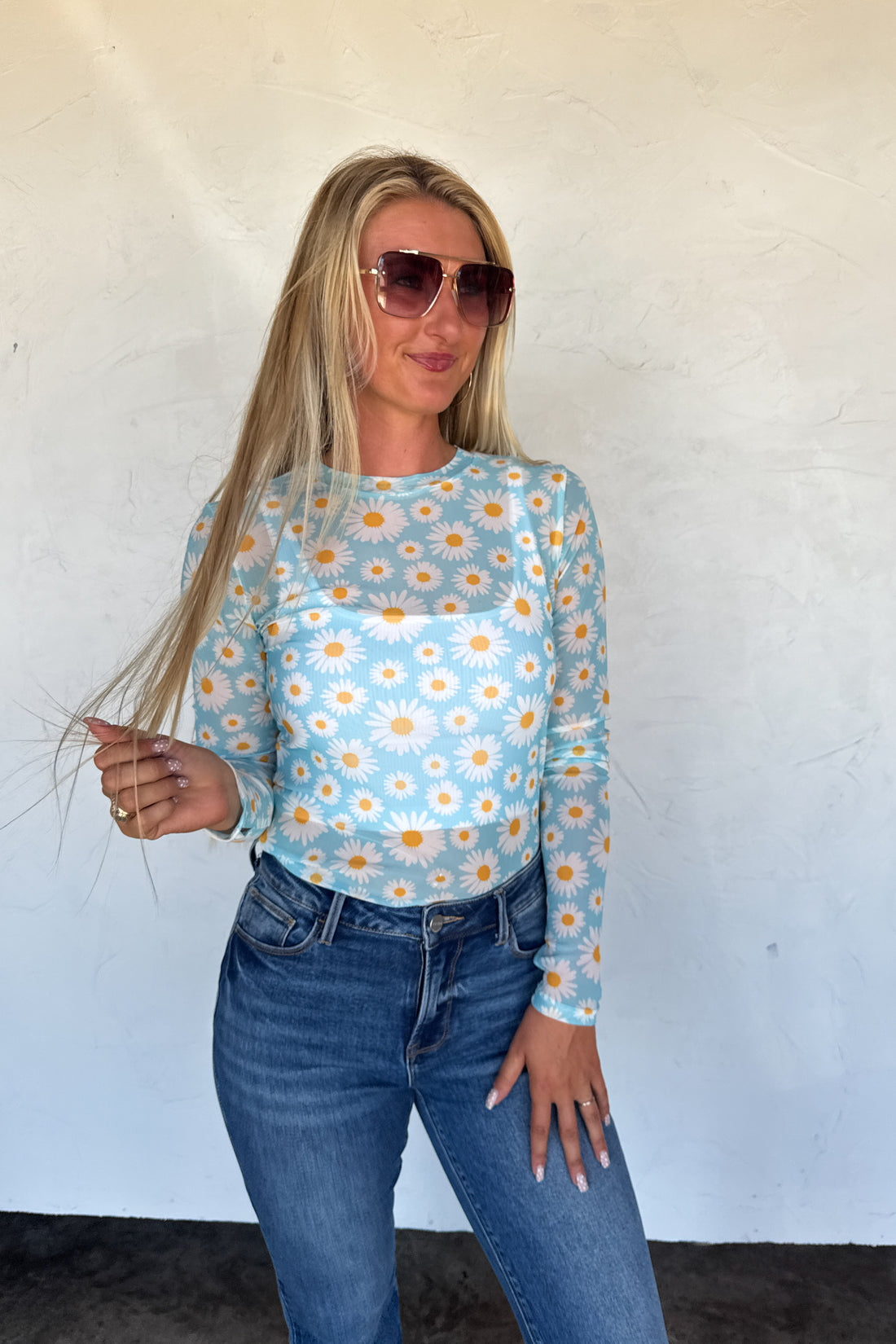 Dress It Up Mesh Top | Sheer Long Sleeve Layering Top