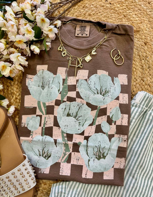Checkered Tulips Tee