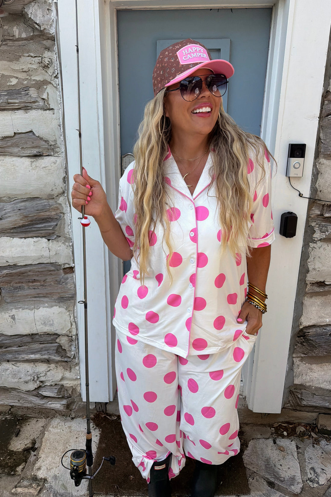 PREORDER - Cabin Weekend Luxe PJ Set | Pink Polka Dot Lounge Set | Butterfly Set