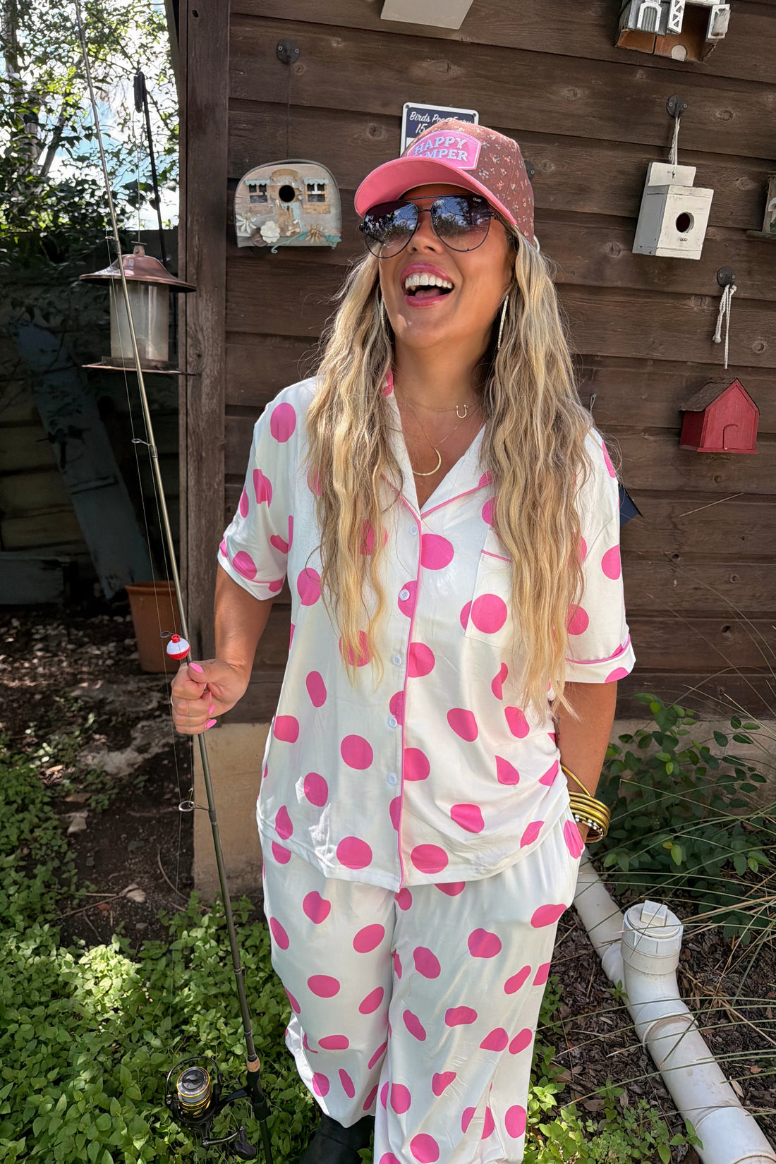 PREORDER - Cabin Weekend Luxe PJ Set | Pink Polka Dot Lounge Set | Butterfly Set