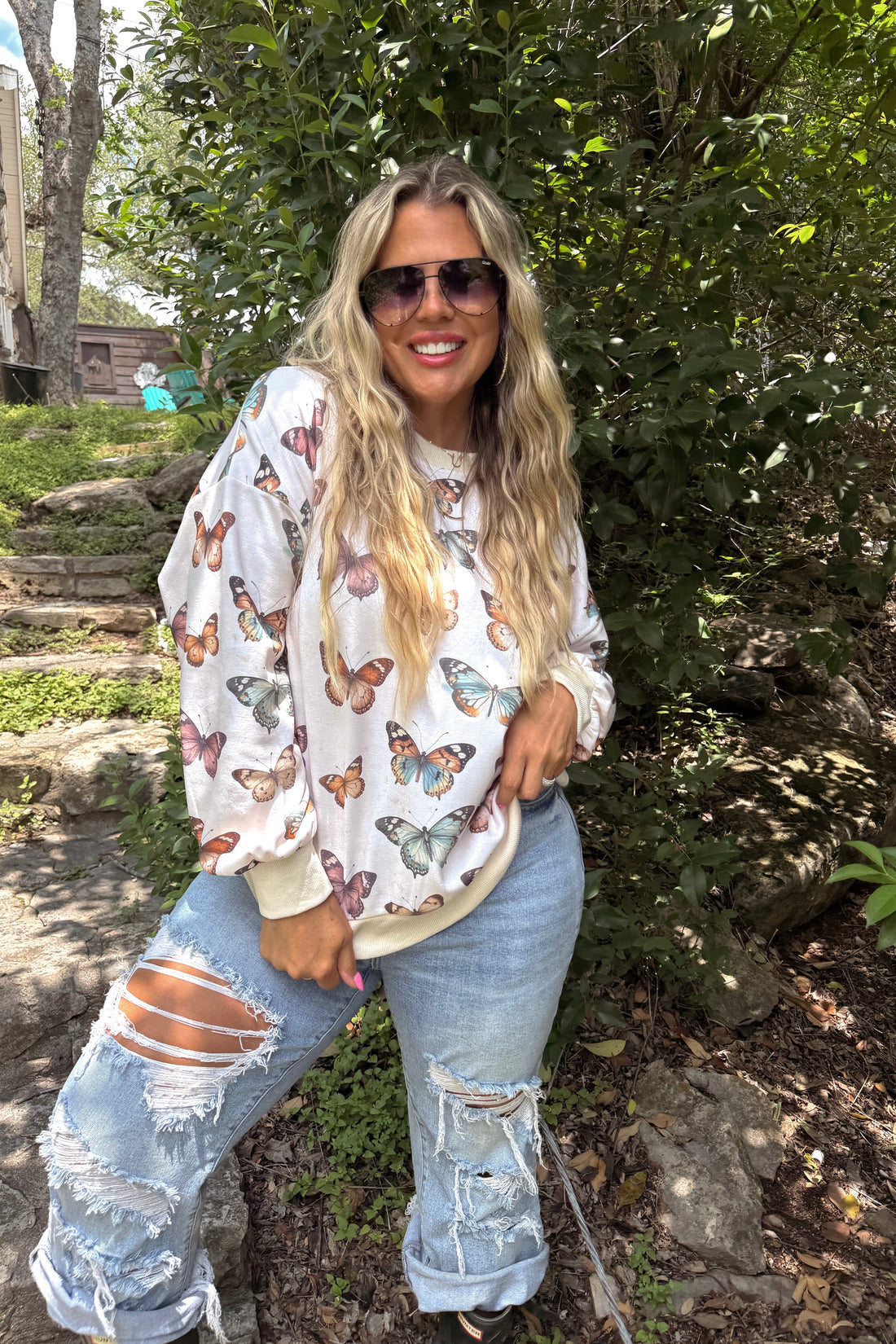 PREORDER - Butterfly Season Pullover Sweatshirt | Cozy Butterfly Top