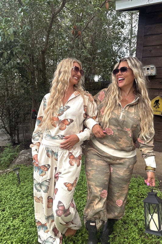 PREORDER - Camo & Butterflies Drift Away Joggers | Cozy Lounge Pants