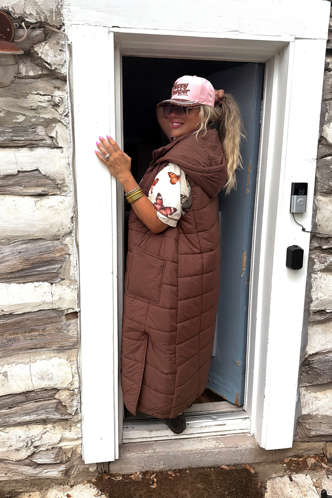 PREORDER - Wild Oak Quilted Puffer Vest | Pink Longline Vest