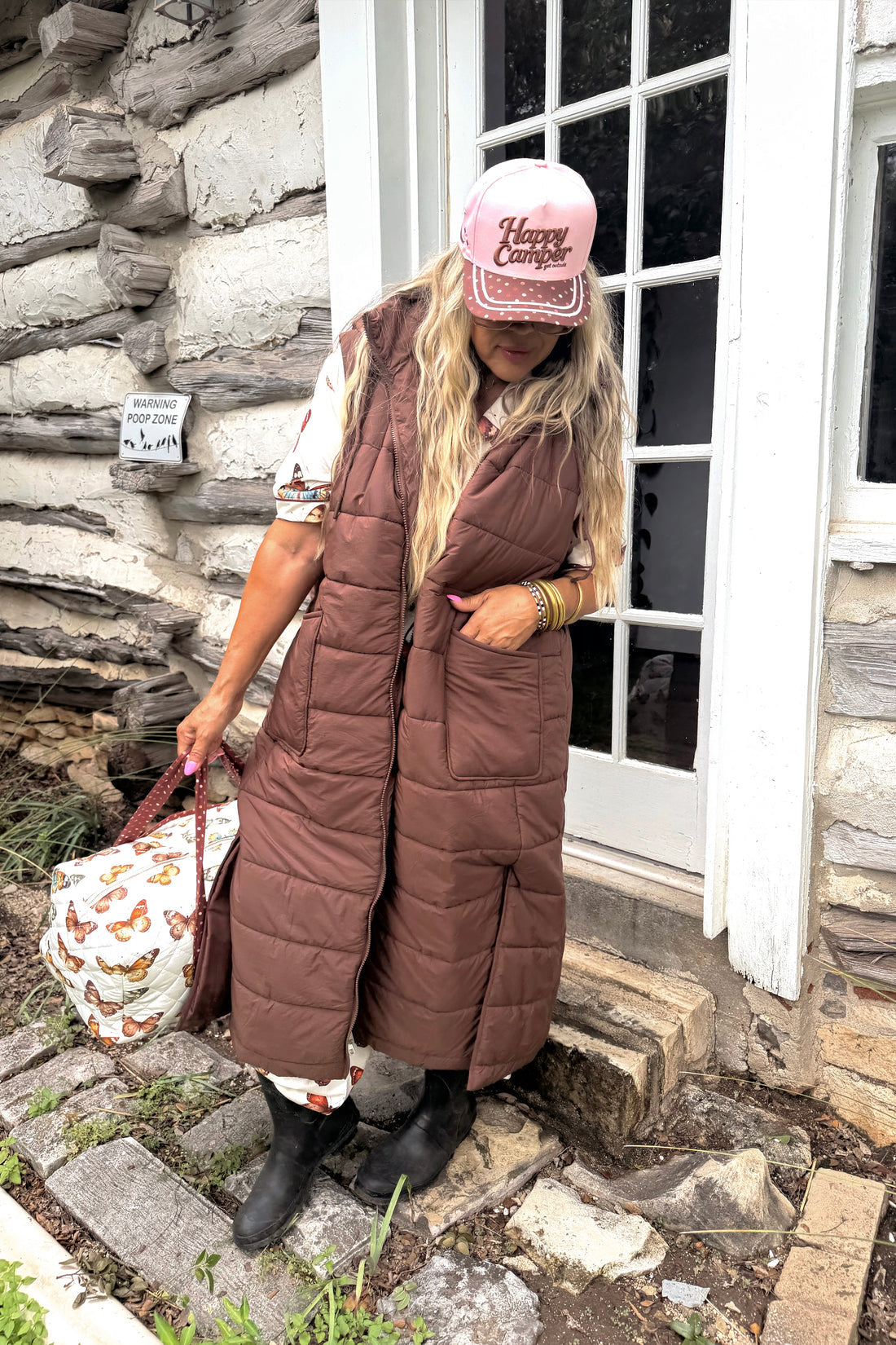 PREORDER - Wild Oak Quilted Puffer Vest | Pink Longline Vest