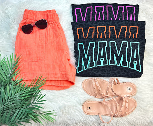 Mama Neon Puff Black Leopard Shirt