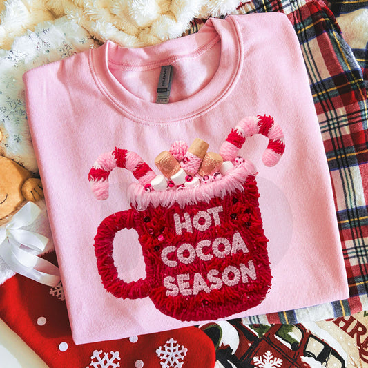 Faux Yarn Hot Cocoa Season Sweatshirt | Christmas Crewneck