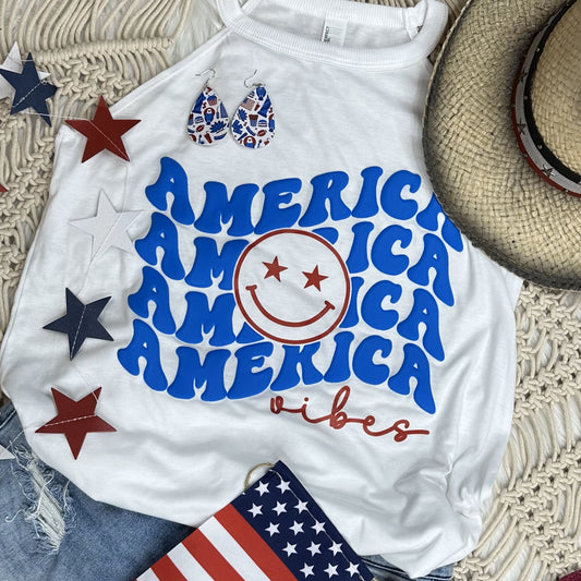 America Vibes PUFF INK Rocker Tank