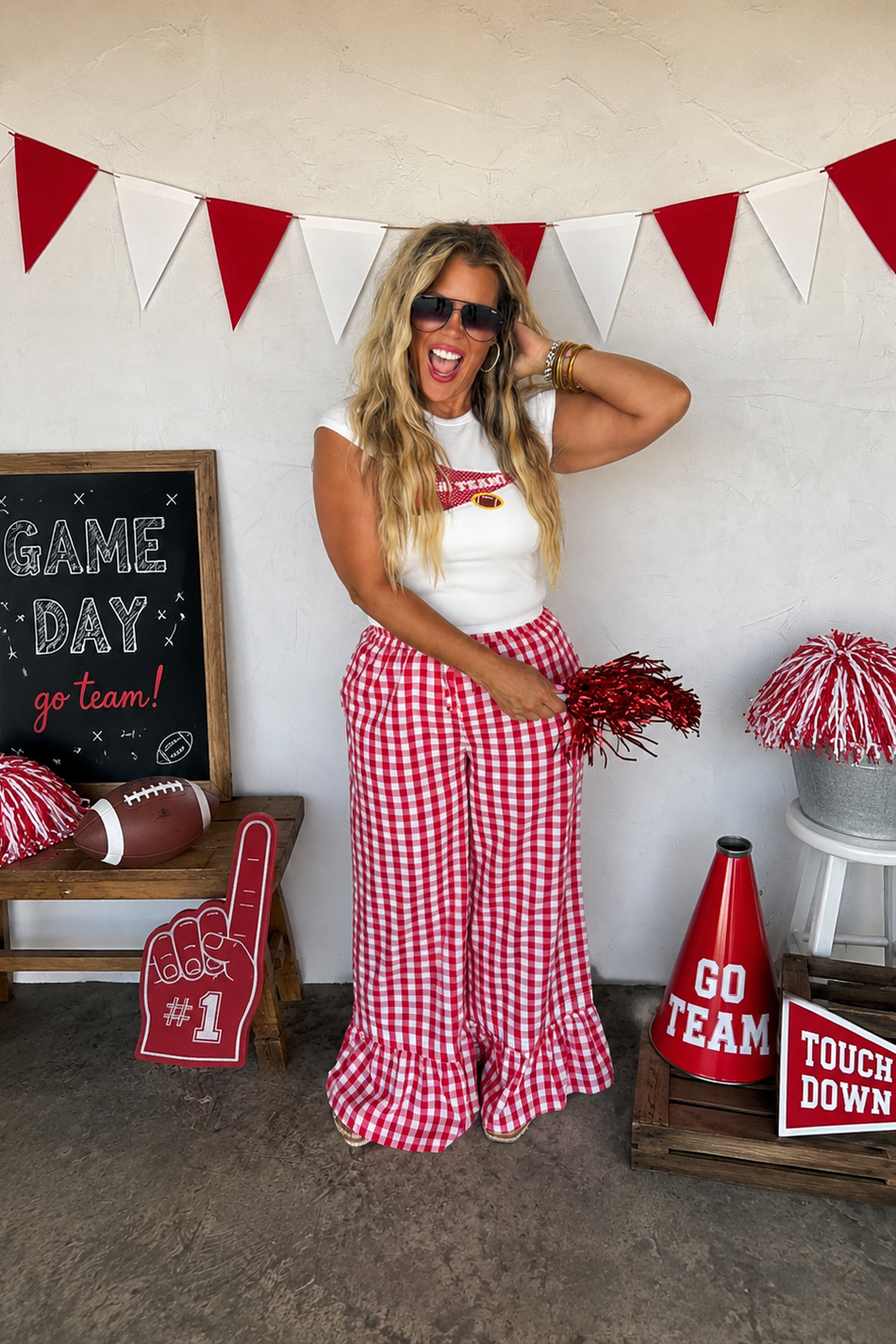 PREORDER- DIXIE GINGHAM RUFFLE PANTS