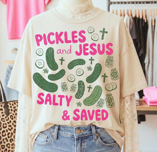 Pickles & Jesus Salty + Saved Graphic Tee