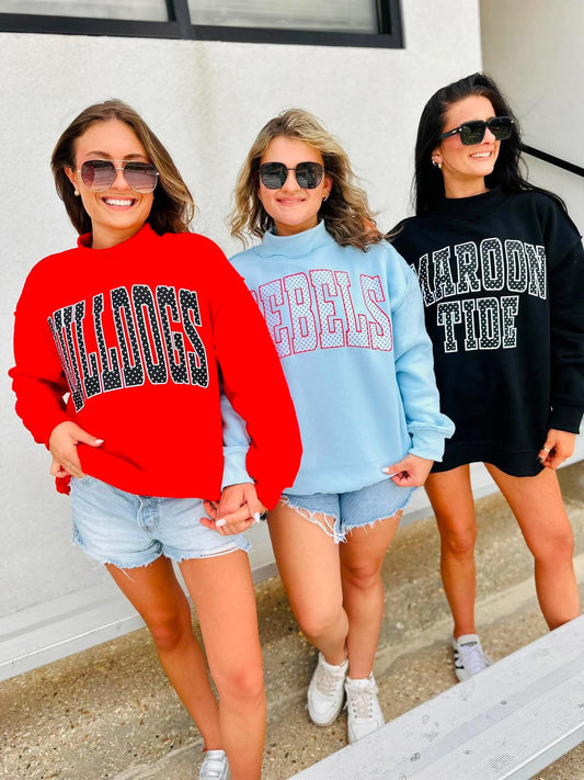 CUSTOM POLKA DOT TEAM MOCKNECK SWEATSHIRT