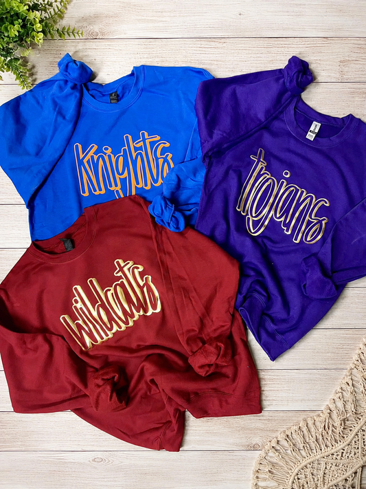 CUSTOM HAND DRAWN 3D PUFF GAME DAY SWEATSHIRT