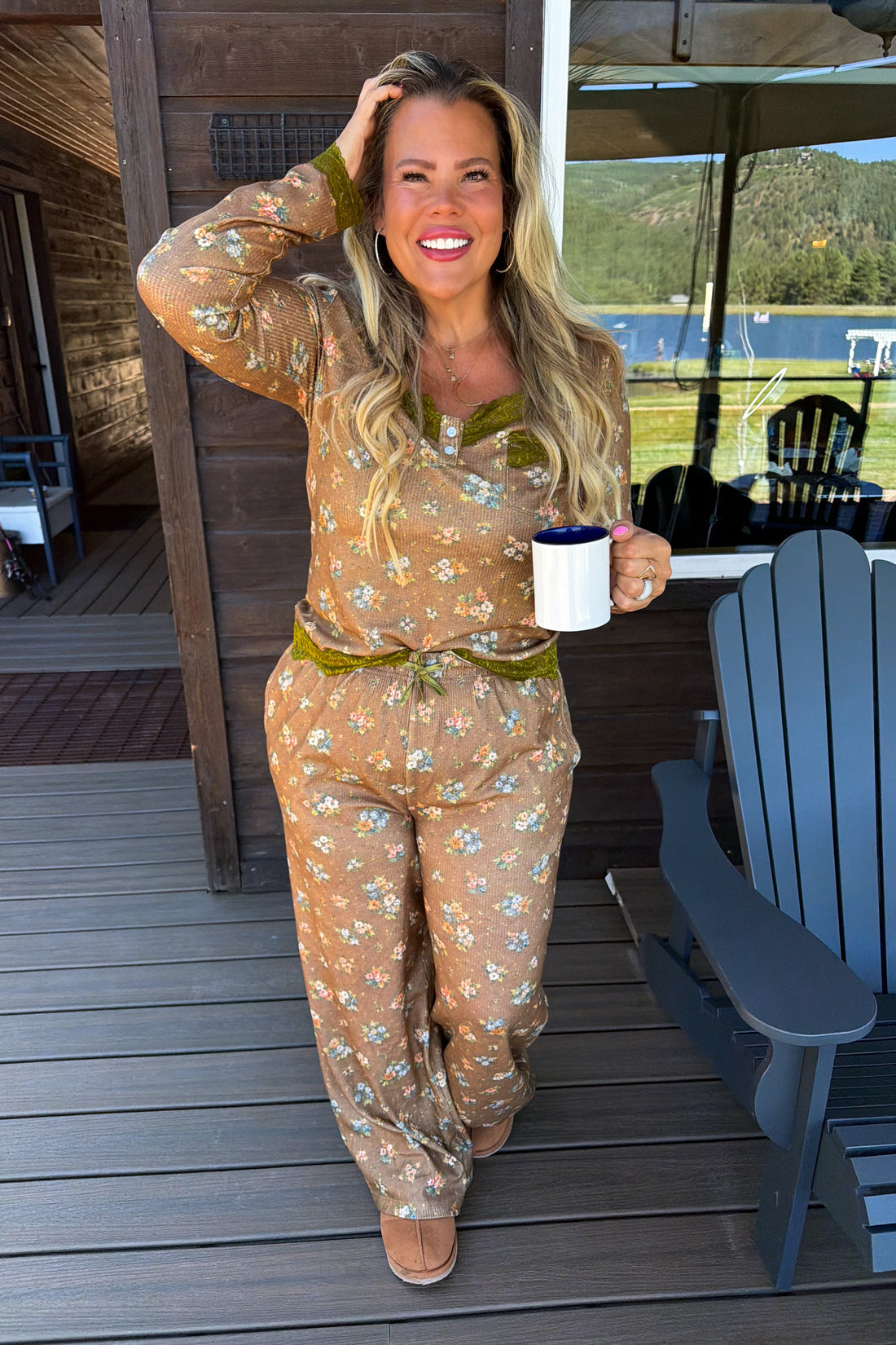 PREORDER- FLORAL & LACE WAFFLE PJS