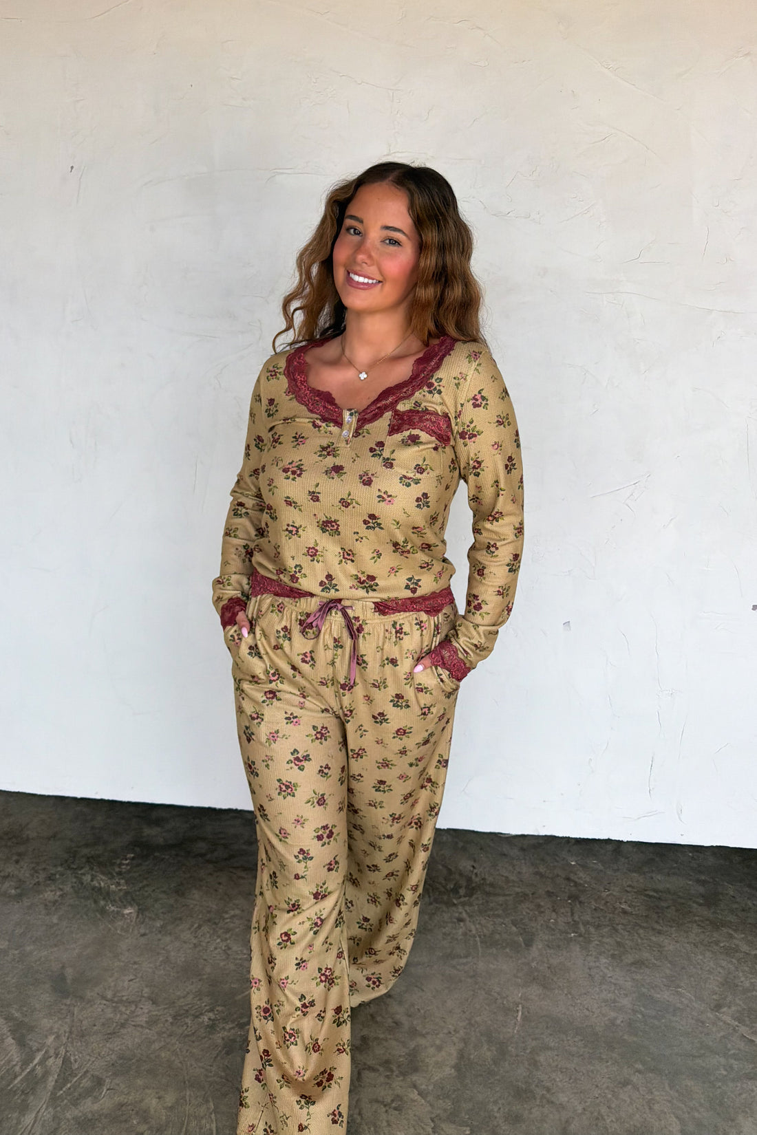 PREORDER- FLORAL & LACE WAFFLE PJS