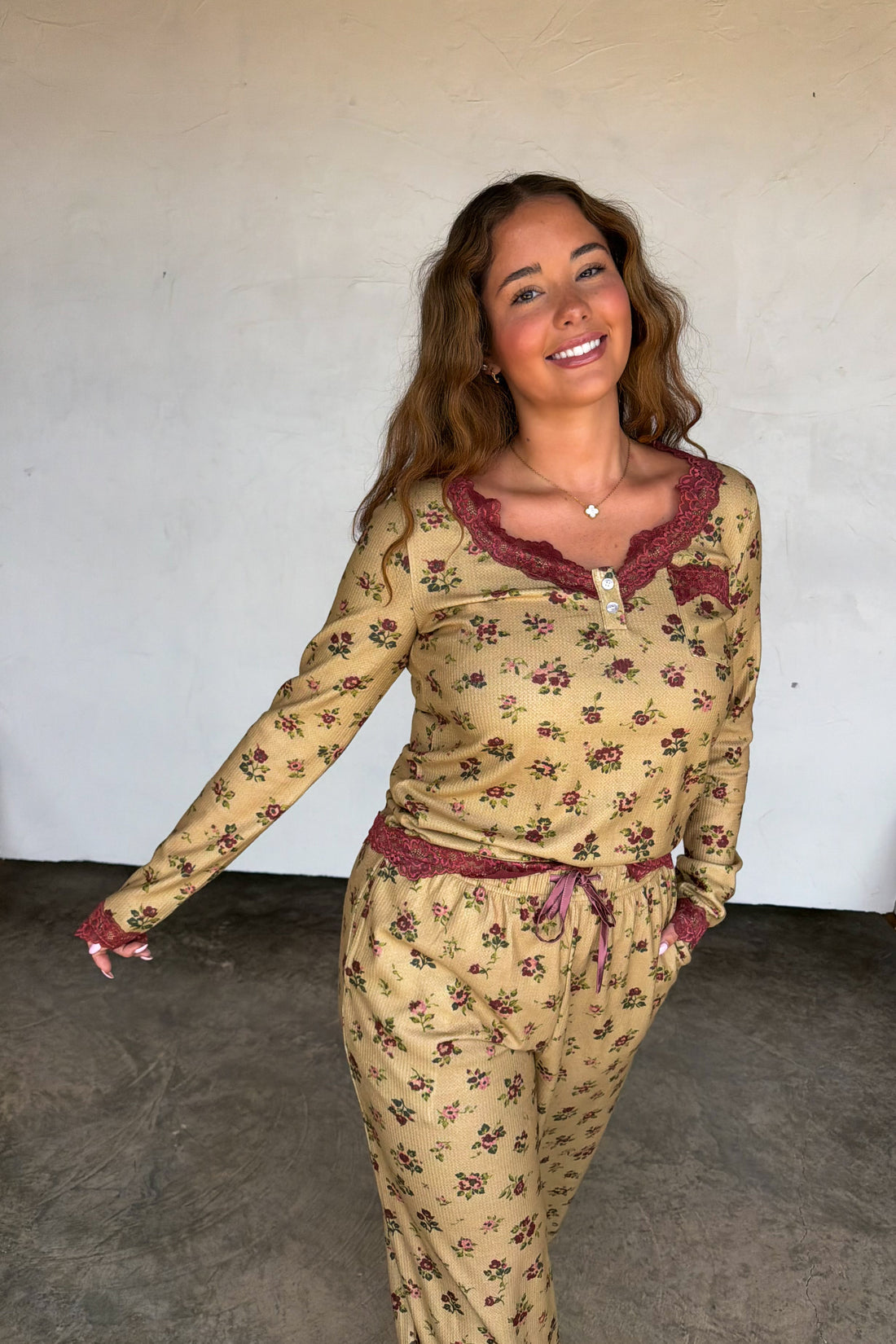 PREORDER- FLORAL & LACE WAFFLE PJS