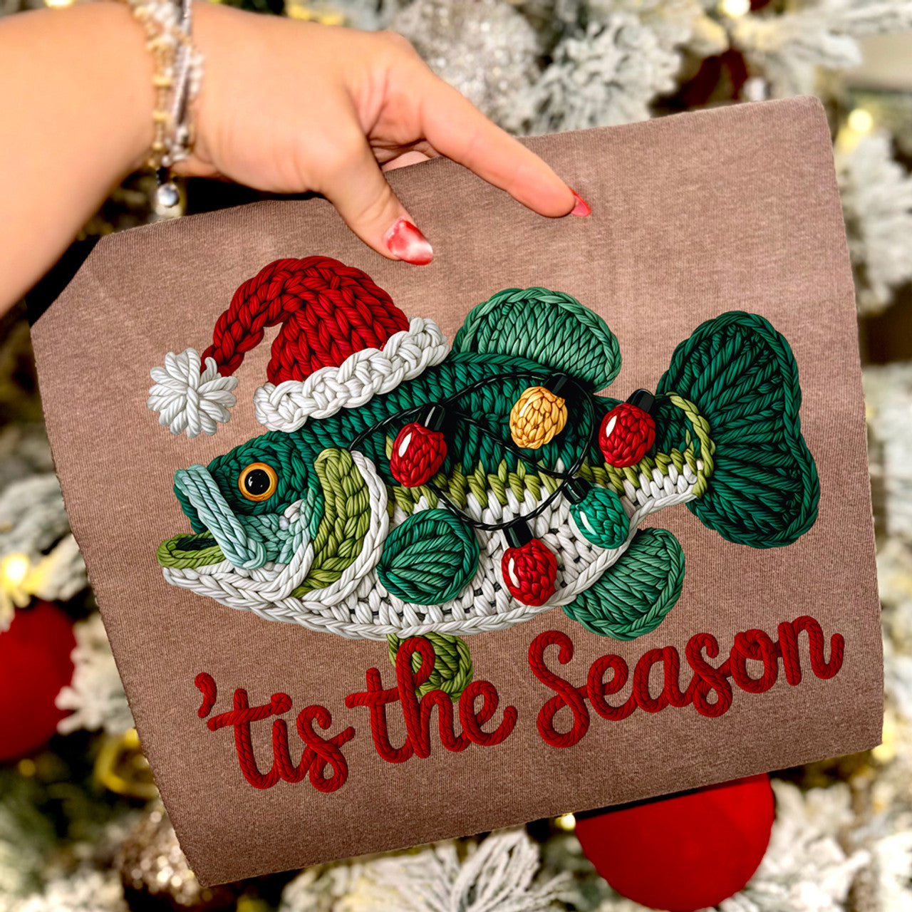 Faux Yarn 'Tis The Season Fish Tee