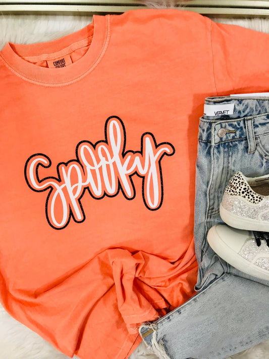 SPOOKY CURSIVE GLITTER PUFF COMBO TEE