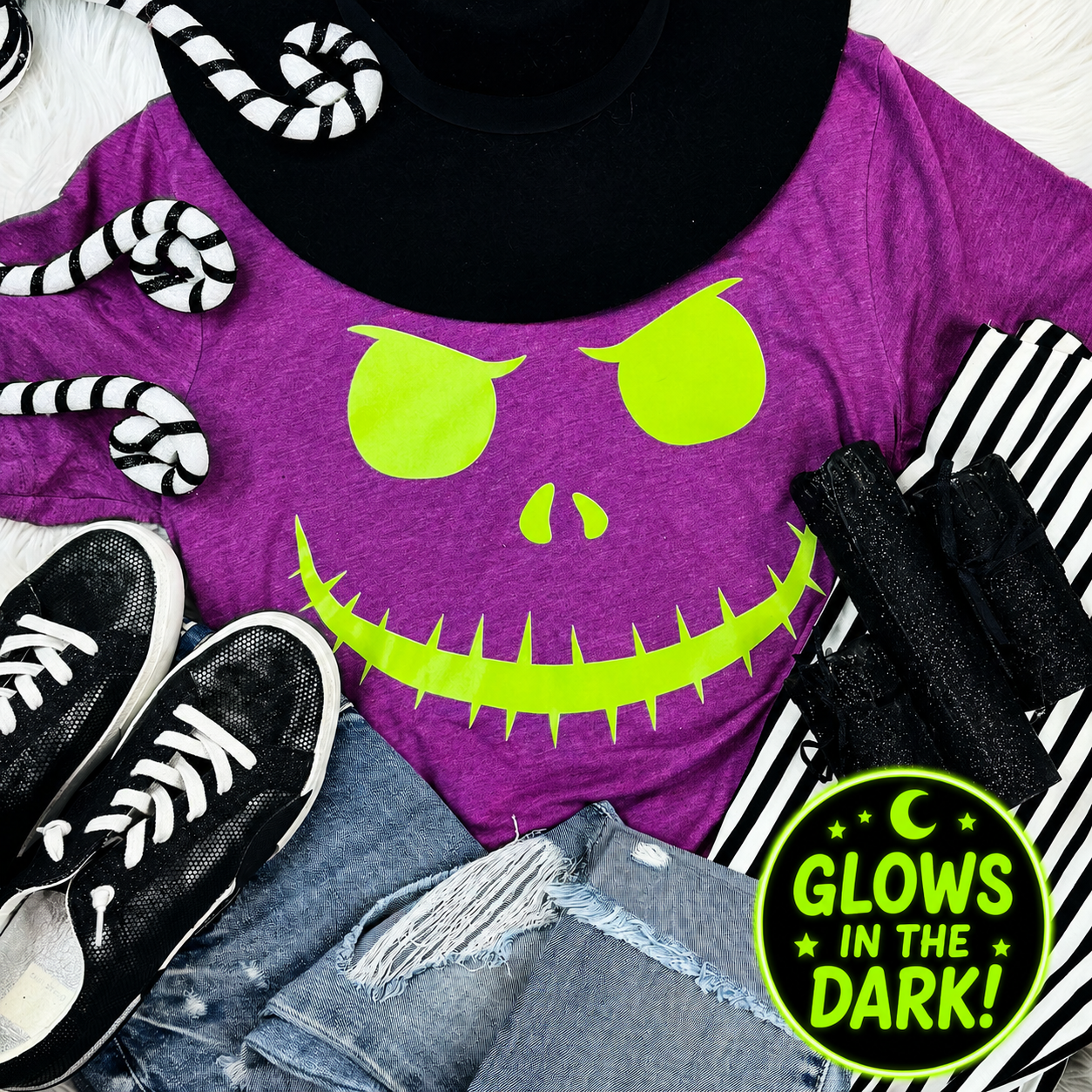 Jack Glow In The Dark Heather Magenta  Tee