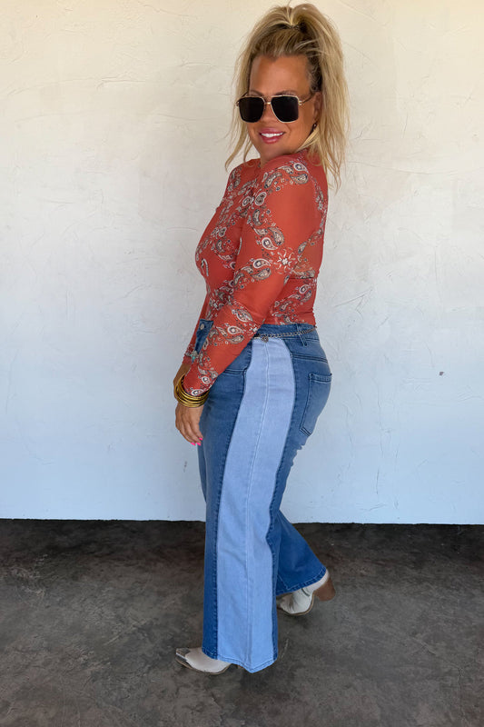 PREORDER- TWO TONE DENIM JEANS
