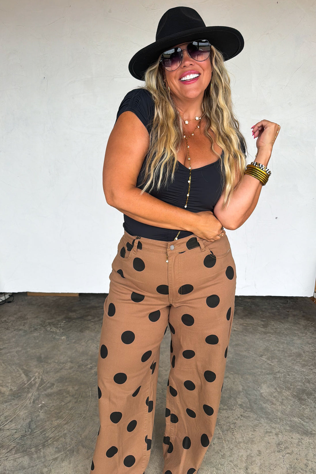PREORDER- MOCHA DOT DENIM JEANS