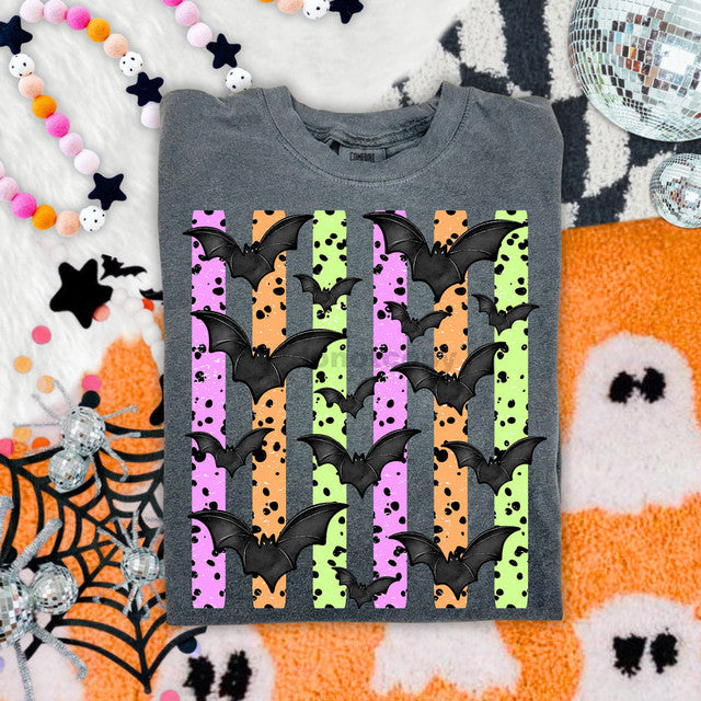 Halloween Bat Stripes Tee