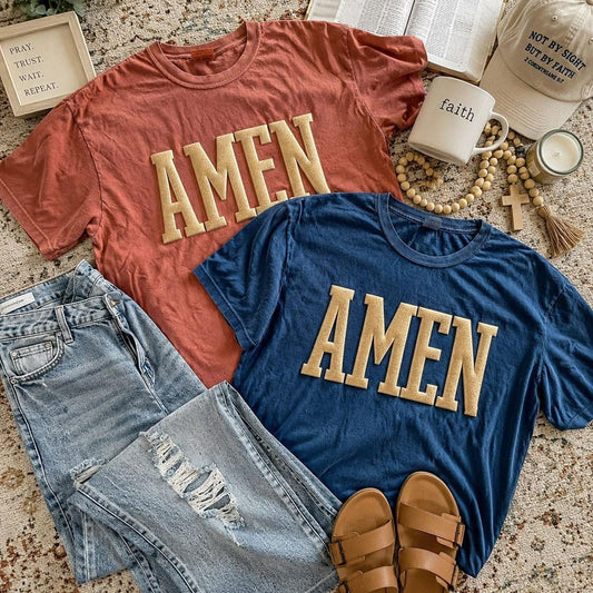 AMEN Gold Metallic Puff Tee