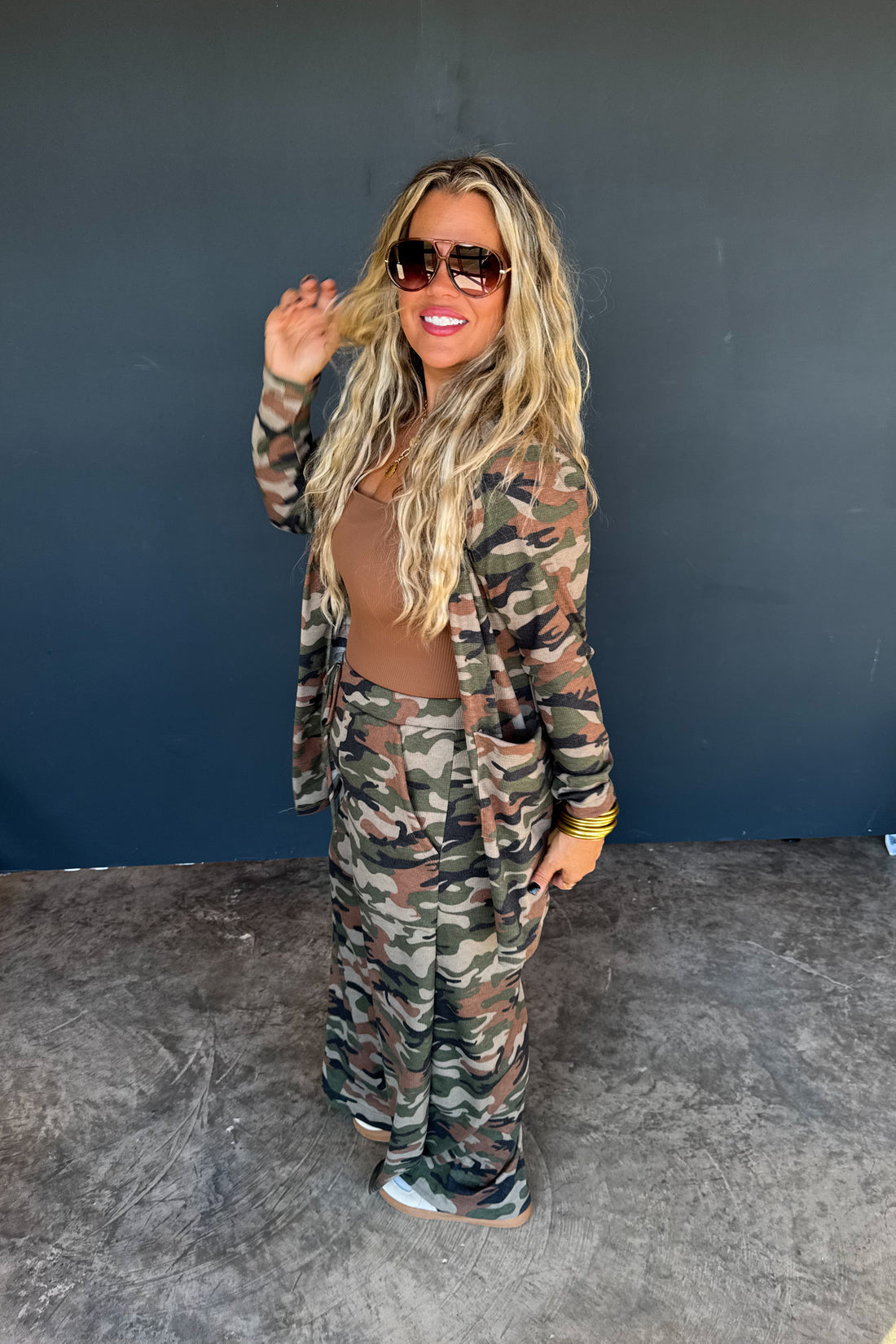 PREORDER- CAMO WAFFLE REESE CARDIGAN