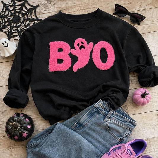 Fluffy BOO Neon Pink Sweatshirt/ Tee