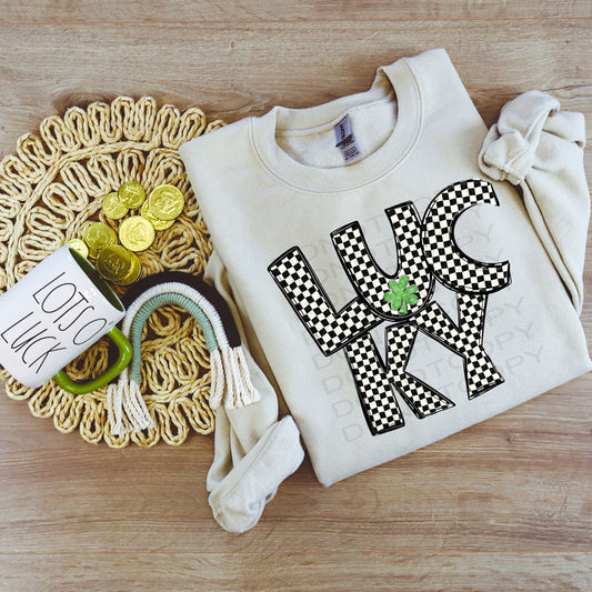 Black/White Lucky Checkered Sweatshirt