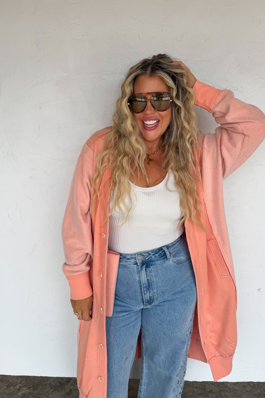 Desi Oversized Sweatshirt Cardigan | Cozy Button Up Layer