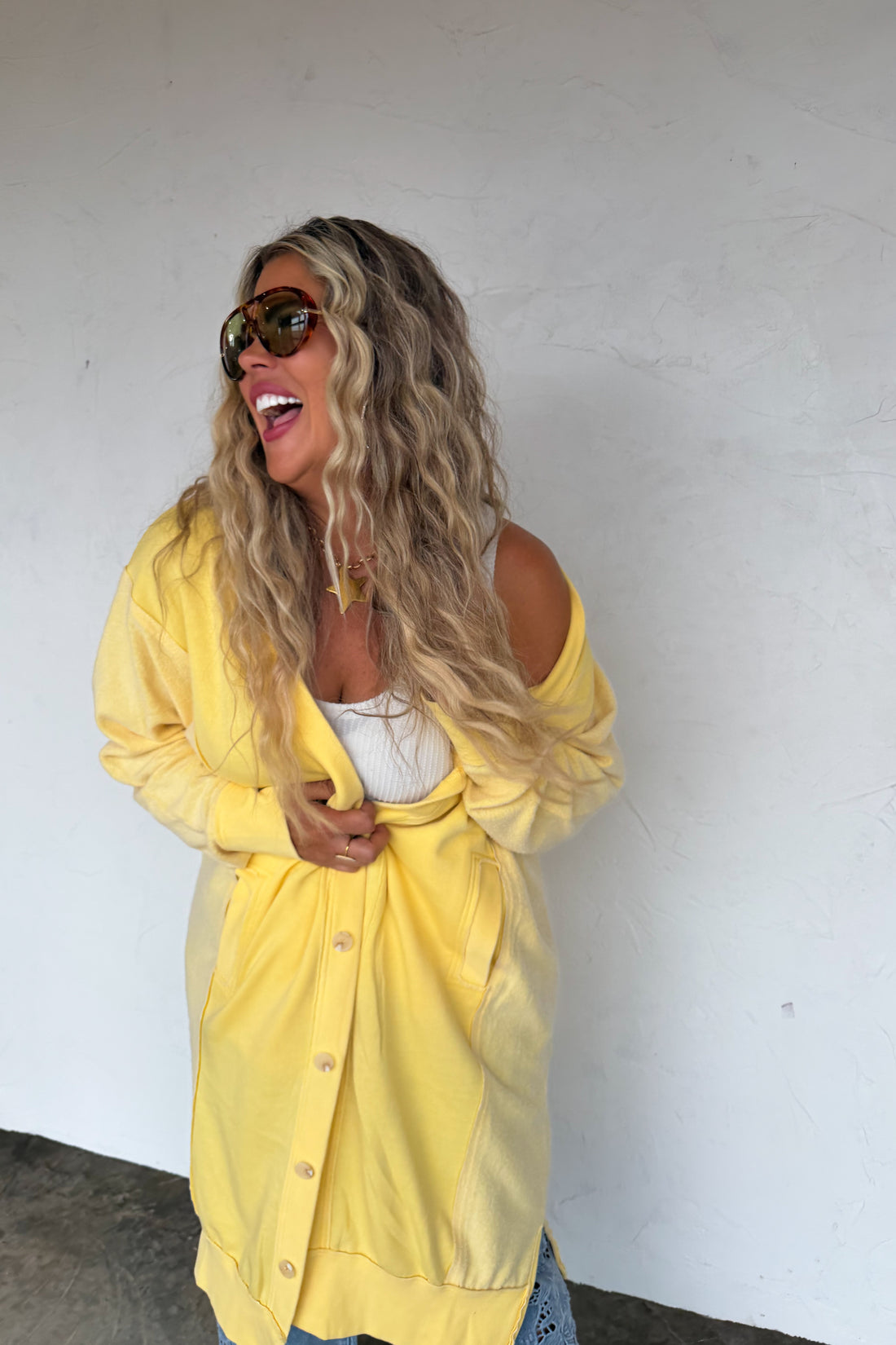 Desi Oversized Sweatshirt Cardigan | Cozy Button Up Layer