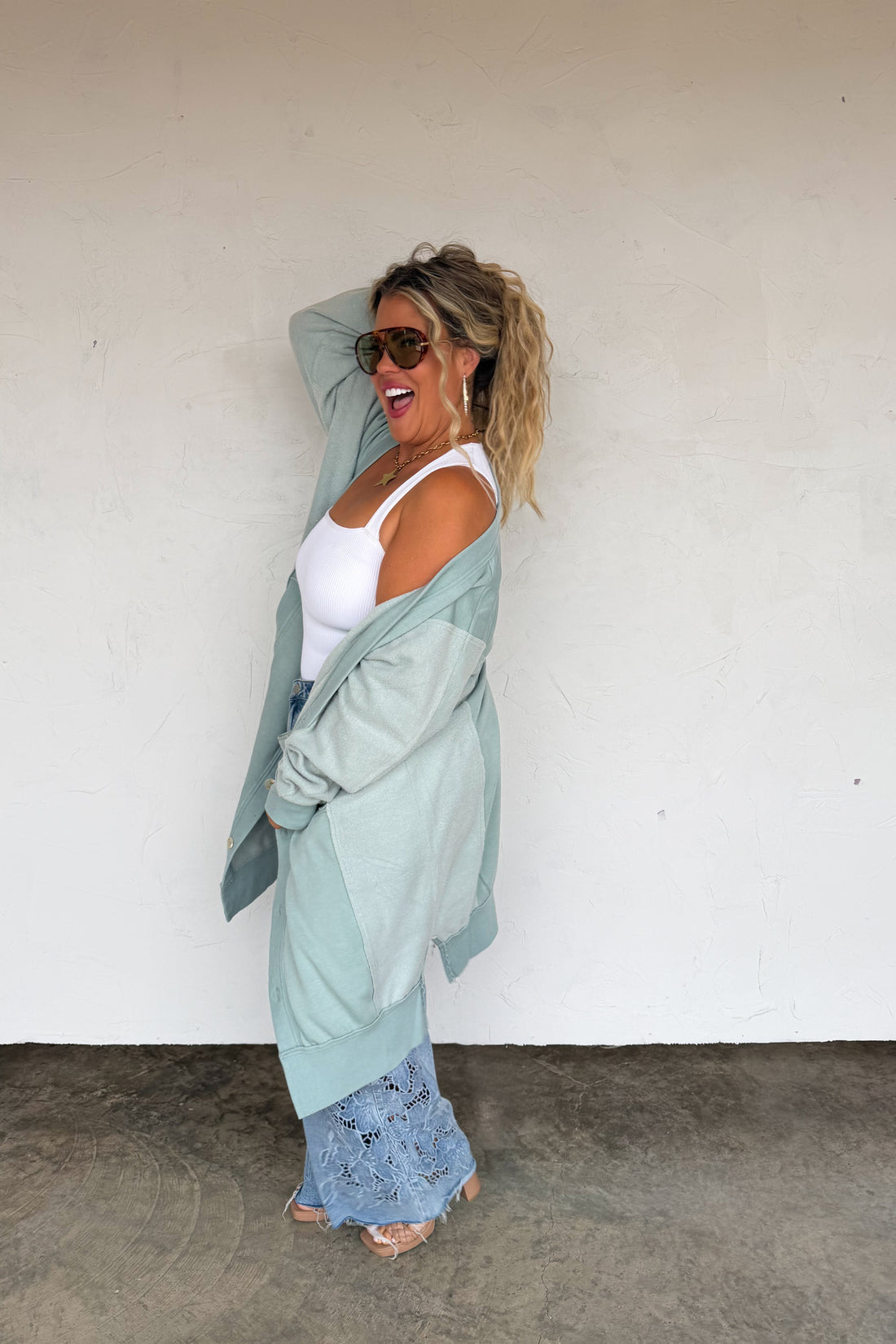 Desi Oversized Sweatshirt Cardigan | Cozy Button Up Layer