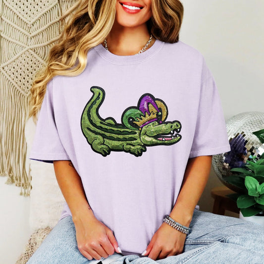 Mardi Gras Gator Sequin Tee
