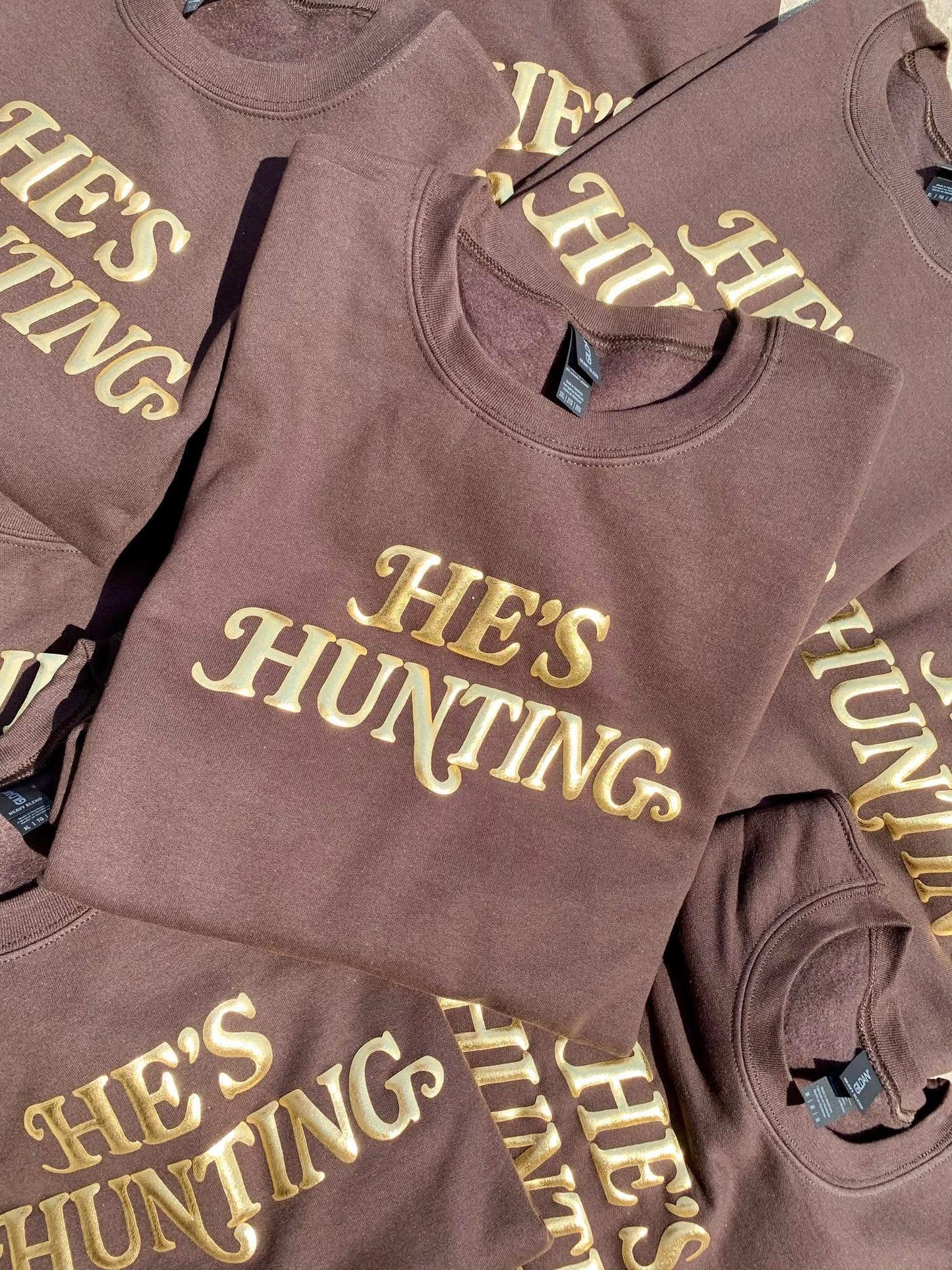 He’s Hunting Puff Tee + Sweatshirt