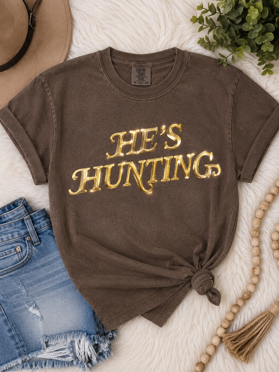He’s Hunting Puff Tee + Sweatshirt