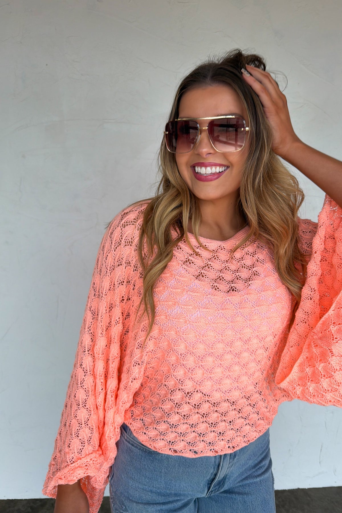 Free Spirit Bell Sleeve Top | Crochet Knit Pullover