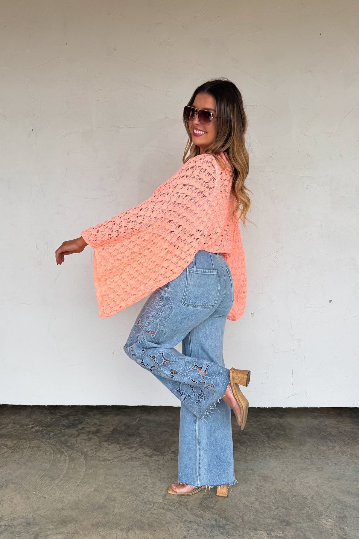 Free Spirit Bell Sleeve Top | Crochet Knit Pullover