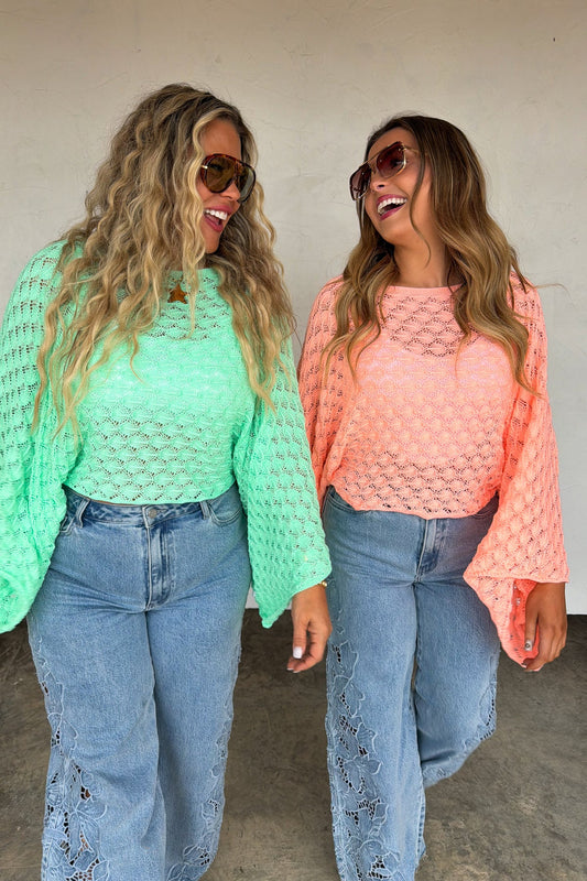 Free Spirit Bell Sleeve Top | Crochet Knit Pullover