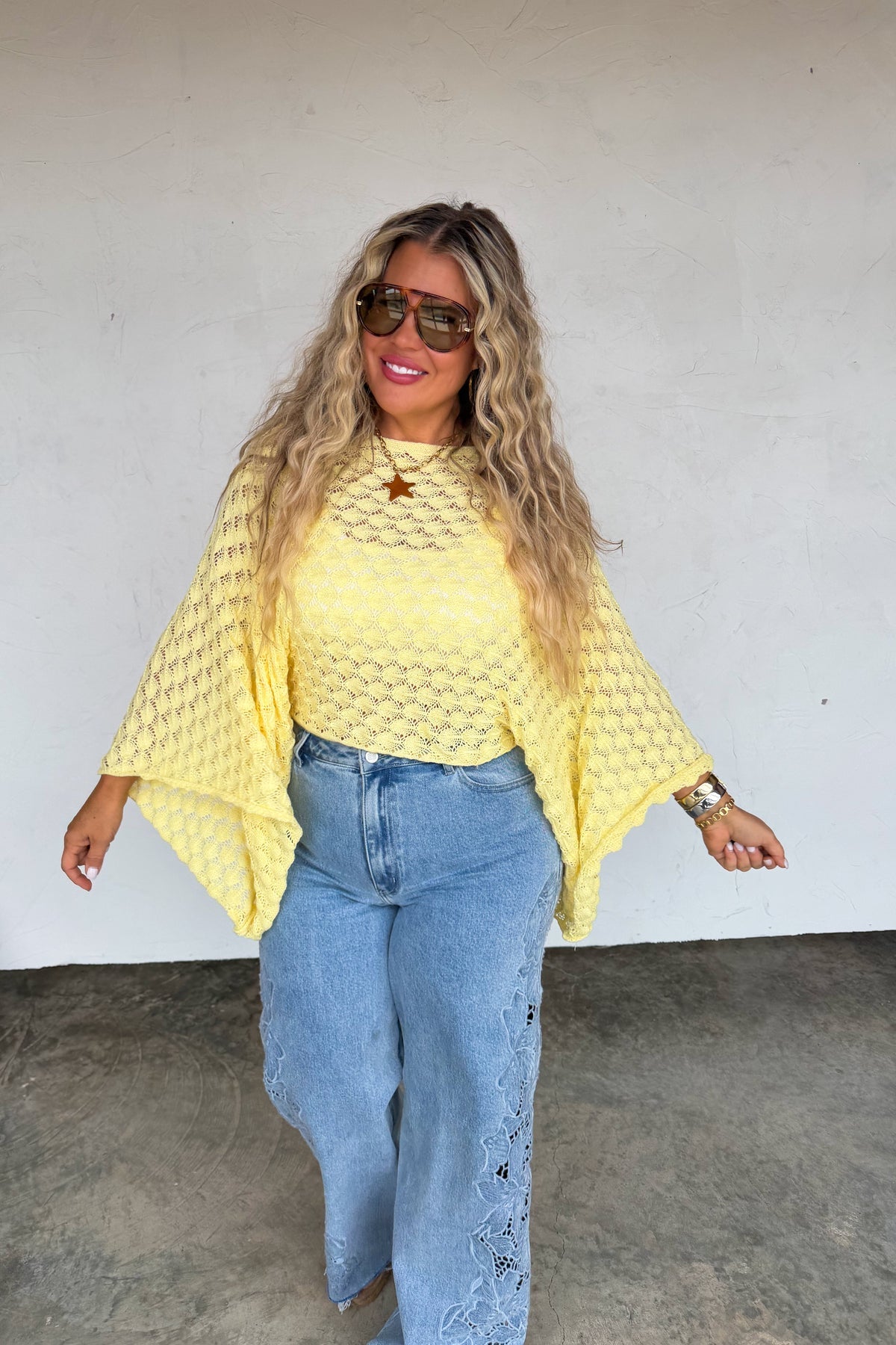 Free Spirit Bell Sleeve Top | Crochet Knit Pullover