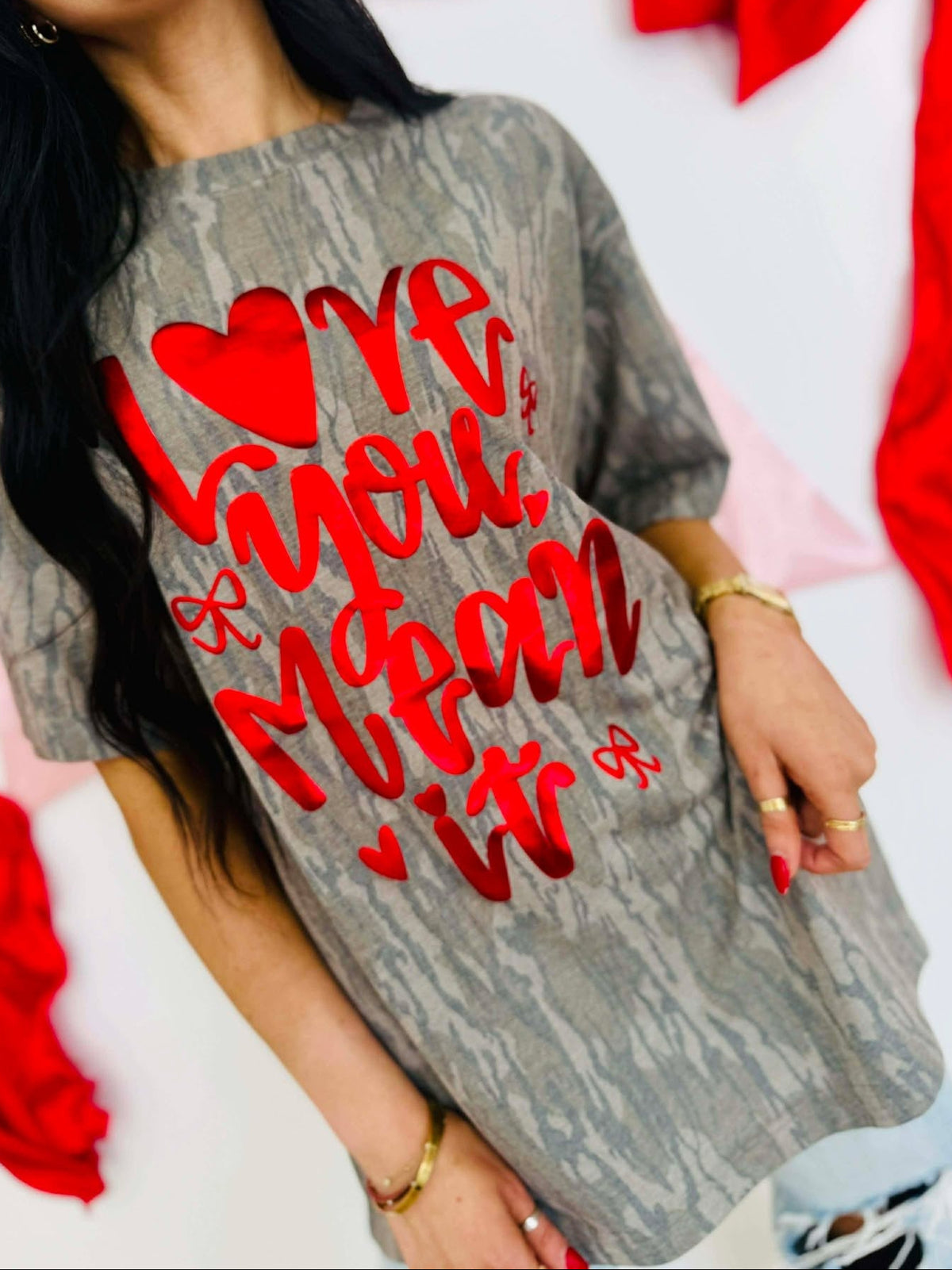 Love You, Mean It | Mossy Oak Bottomland Metallic Tee