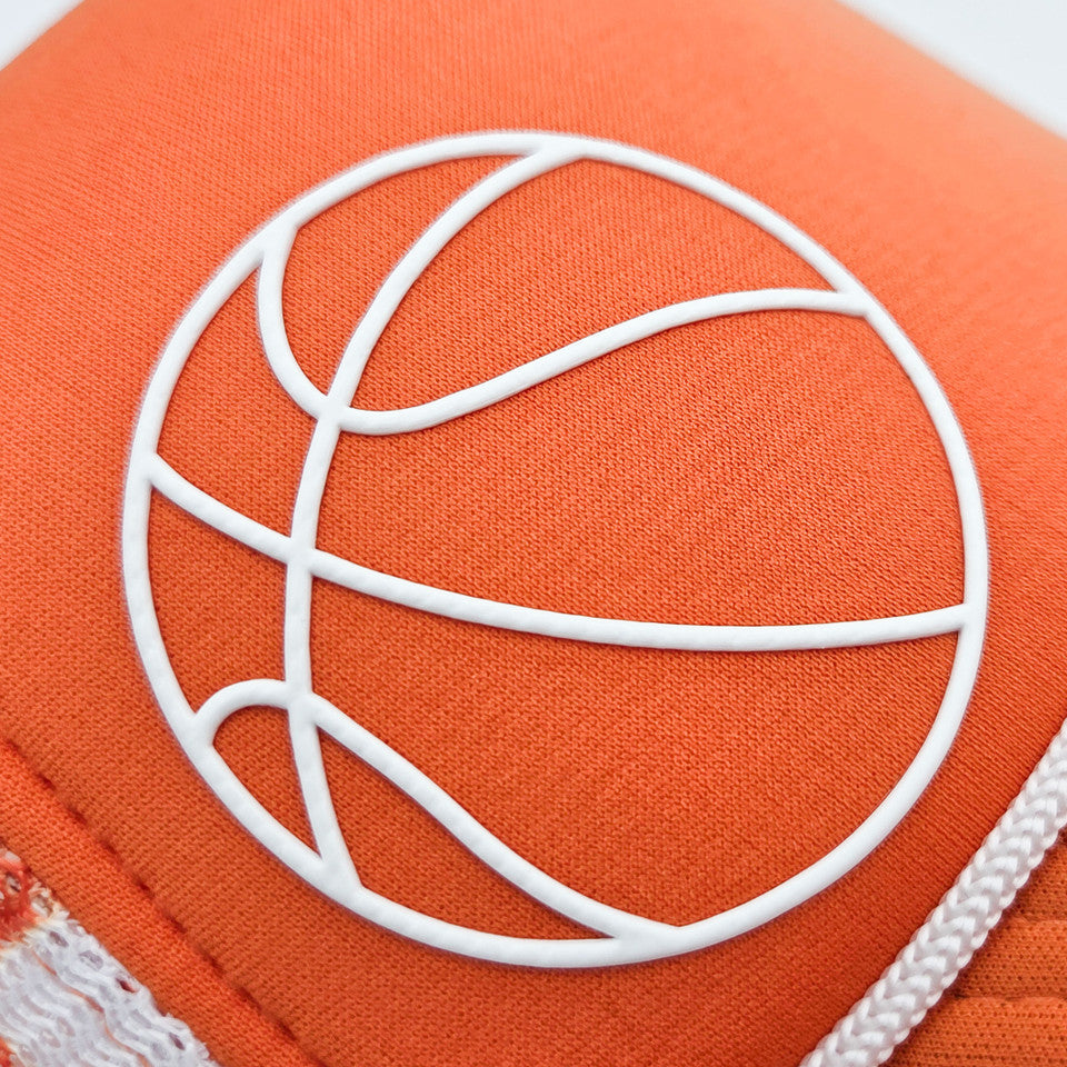 Checkered Orange & White Basketball Foam Trucker Hat